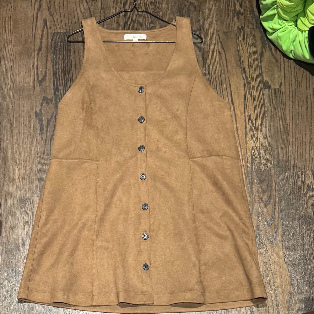 Faux Suede Button Pocket Dress